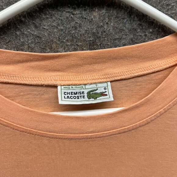 Lacoste Chemise Shirt Mens 2XL Peach Orange Crocodile Logo Tee Spell Out Logo 7 - Picture 6 of 10